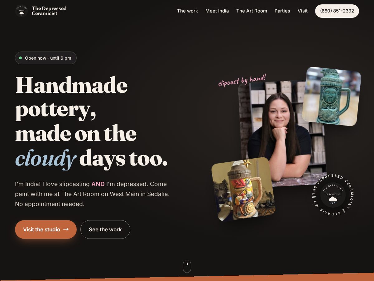 Landing-page snapshot of thedepressedceramicist.com