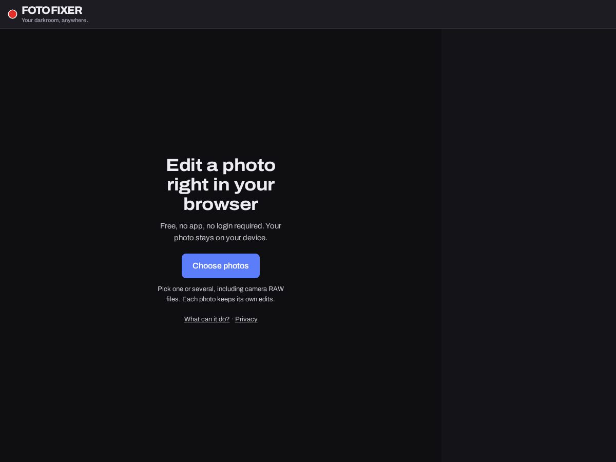 Landing-page snapshot of thefotofixer.com
