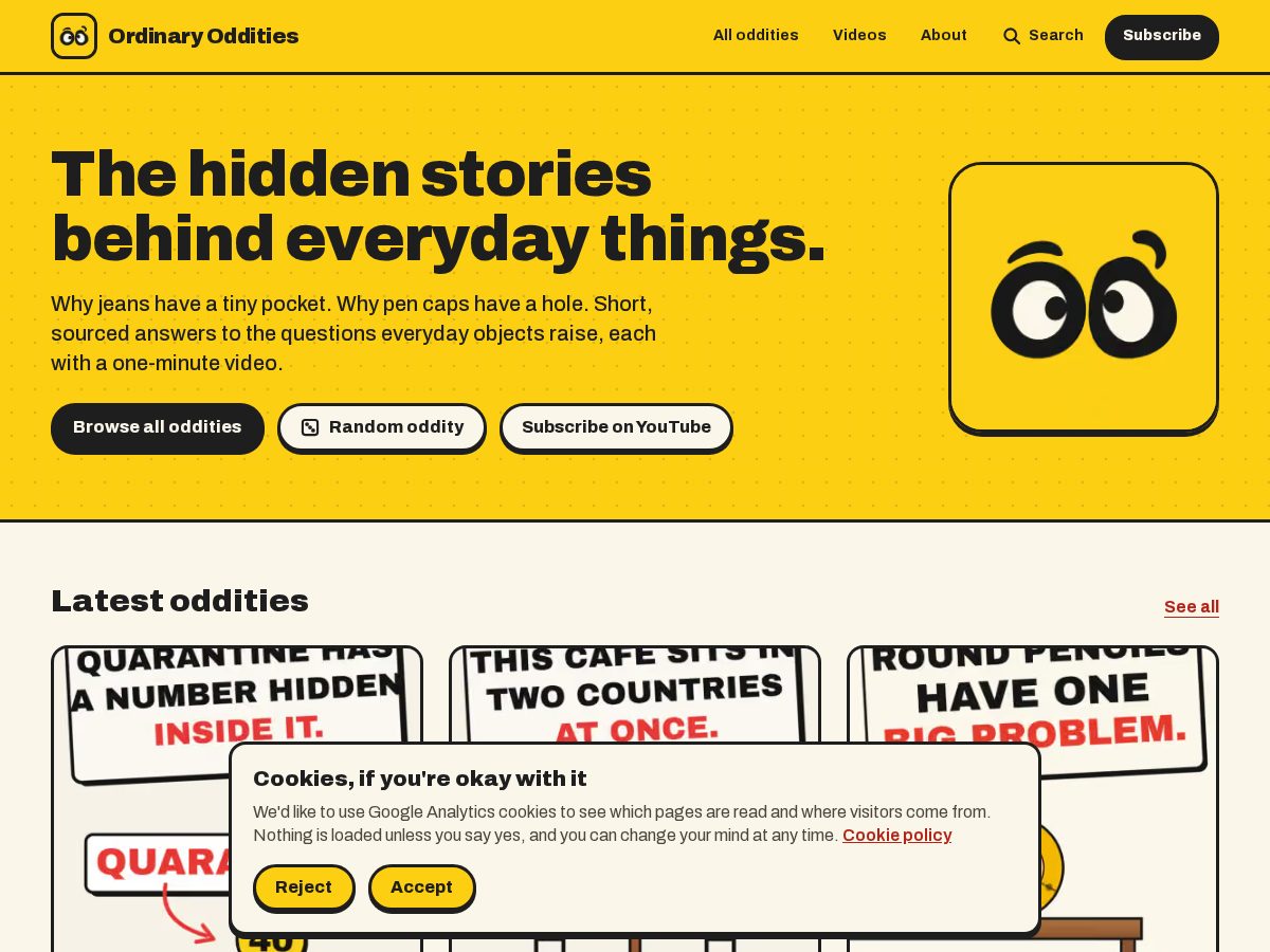Landing-page snapshot of theordinaryoddities.com