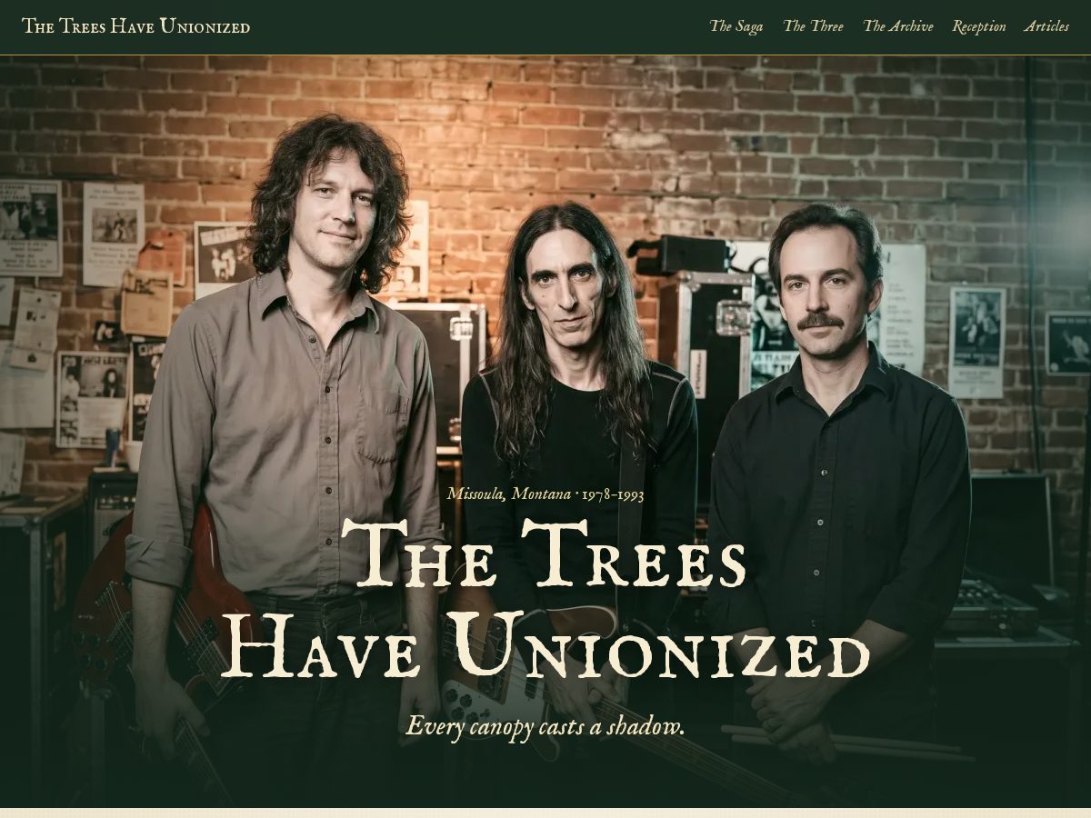 Landing-page snapshot of thetreeshaveunionized.com