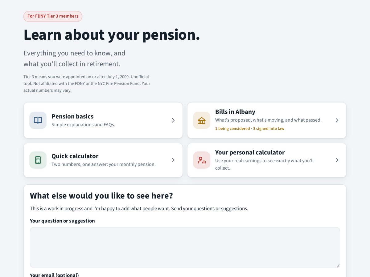 Landing-page snapshot of tier3pension.com