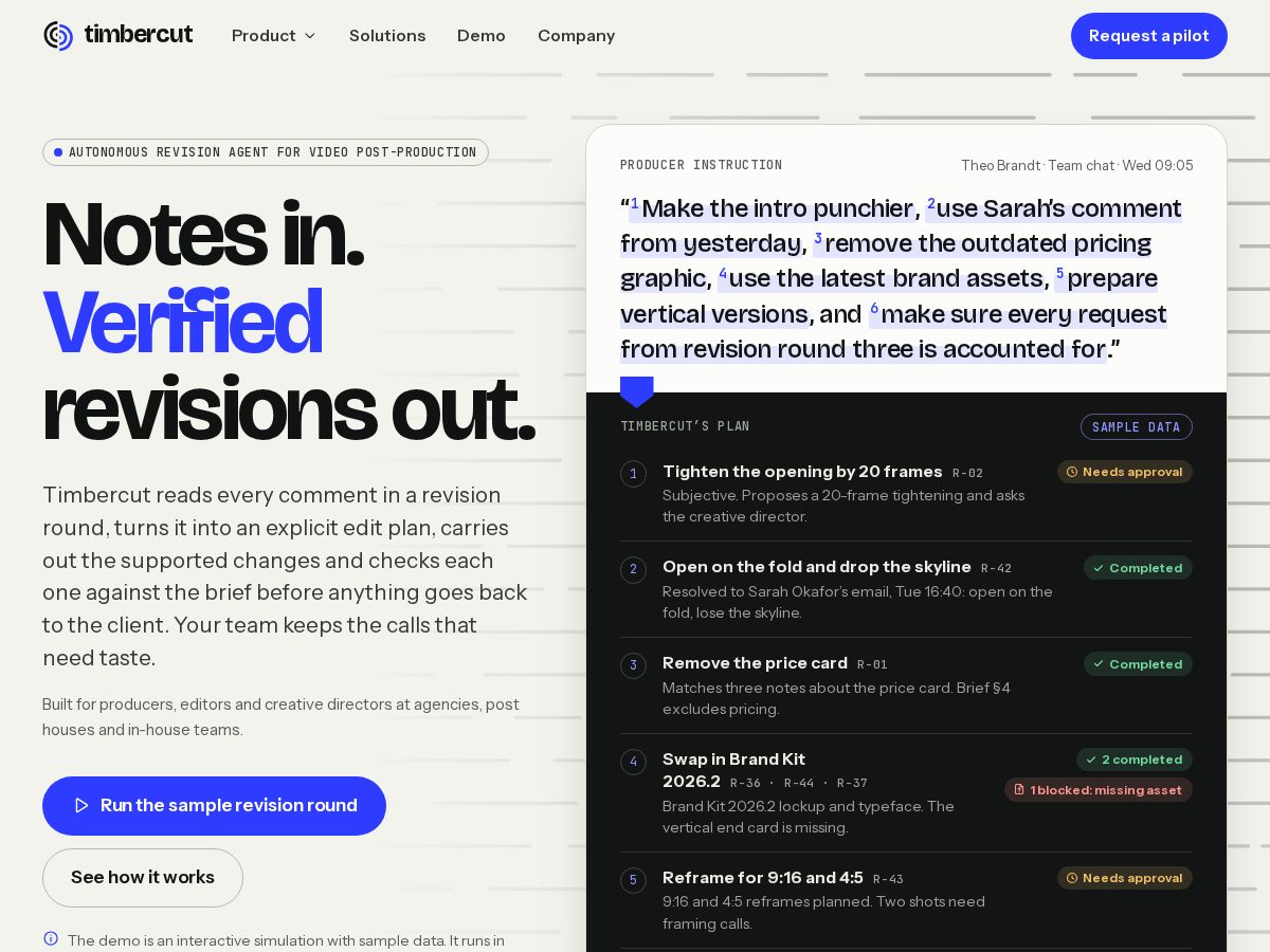 Landing-page snapshot of timbercutmedia.com