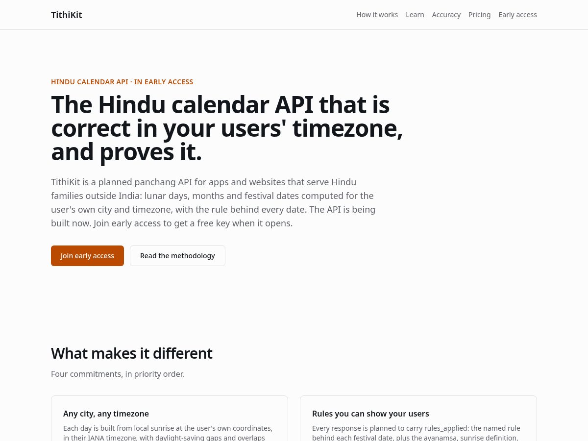 Landing-page snapshot of tithikit.com