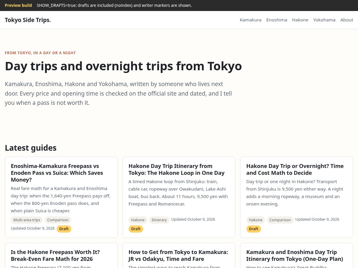 Landing-page snapshot of tokyosidetrips.com