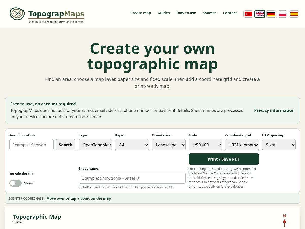 Landing-page snapshot of topograpmaps.com