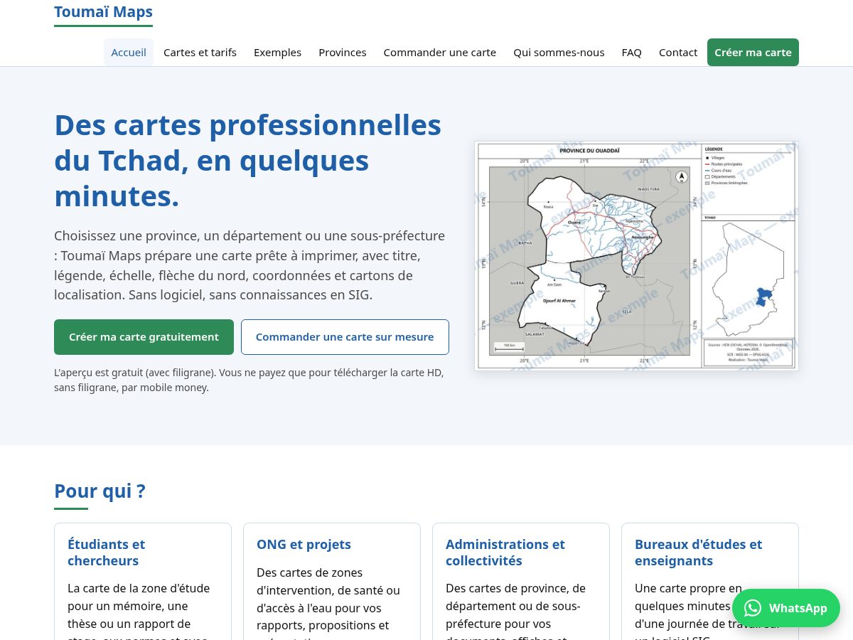 Landing-page snapshot of toumaimaps.com