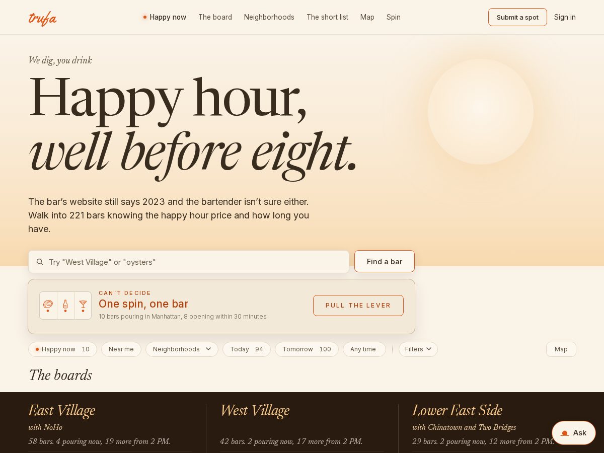 Landing-page snapshot of trufahour.com