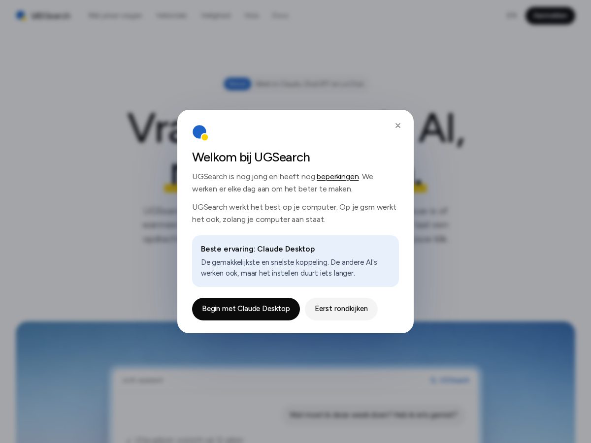 Landing-page snapshot of ugsearch.app