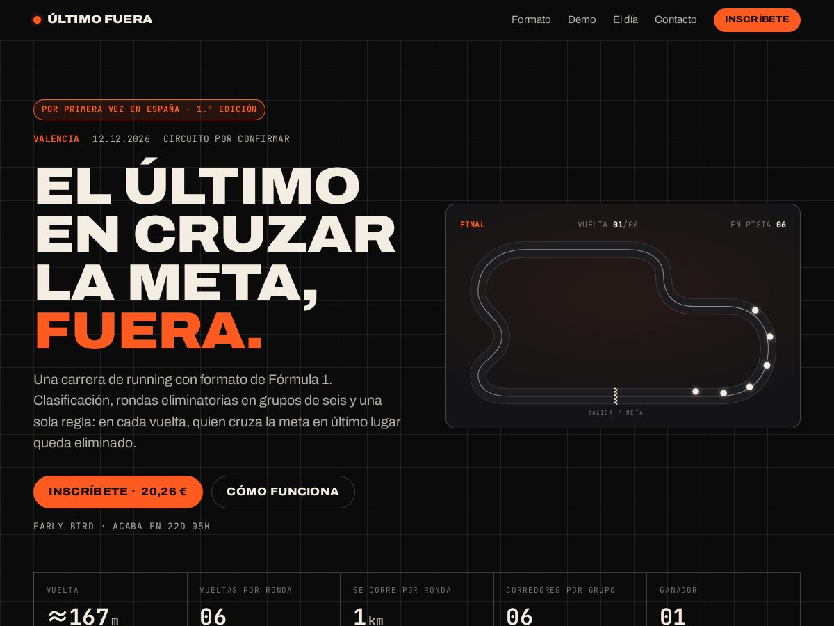Landing-page snapshot of ultimofuera.com