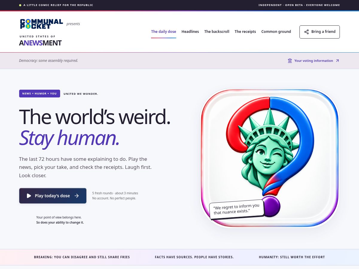 Landing-page snapshot of unitedstatesofanewsment.com