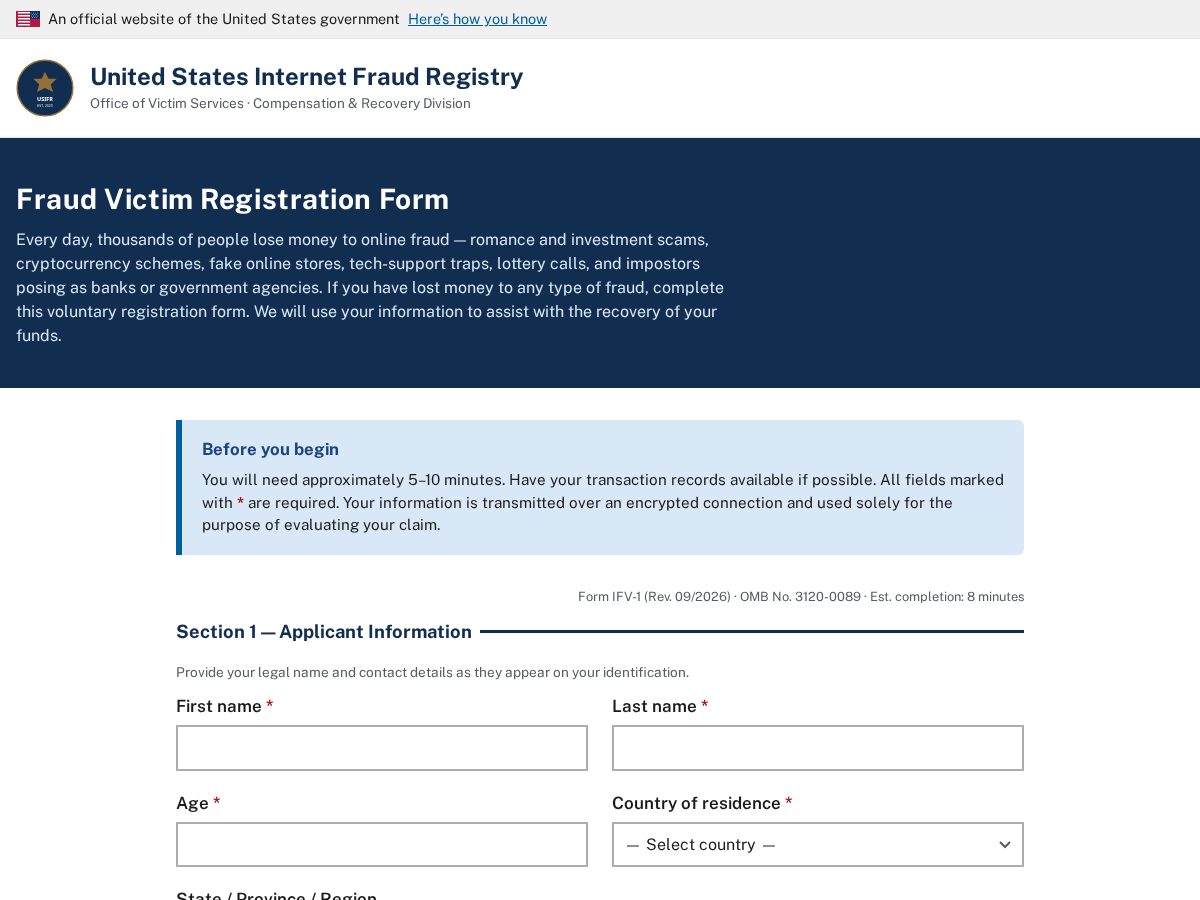 Landing-page snapshot of usifr.info