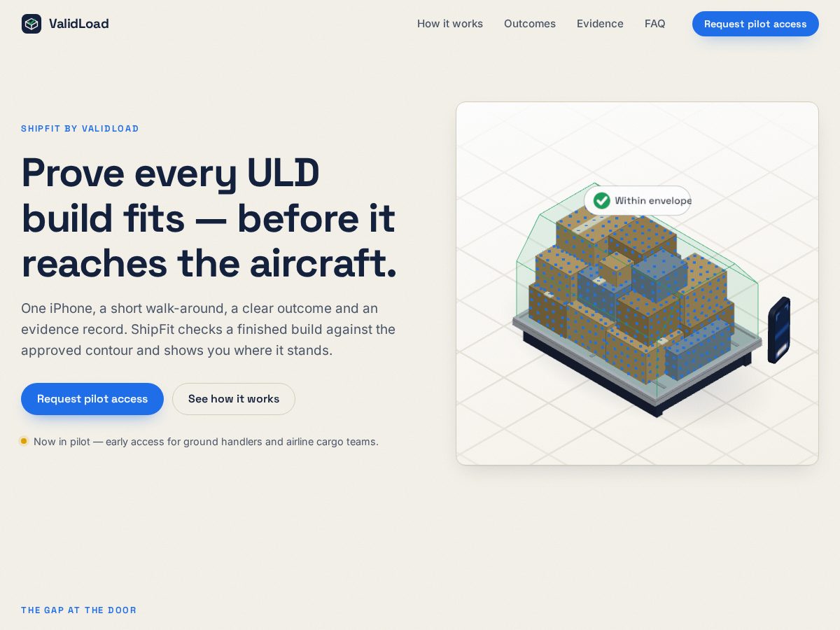 Landing-page snapshot of validload.com