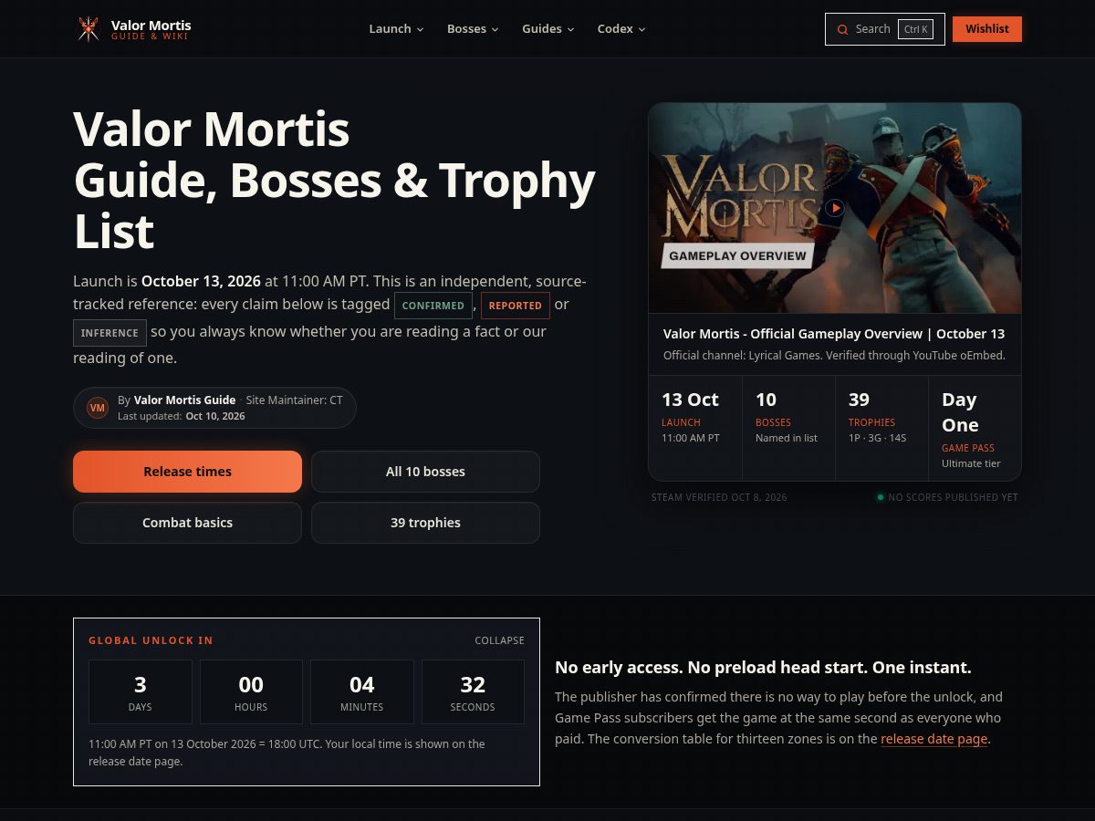 Landing-page snapshot of valormortisguide.wiki