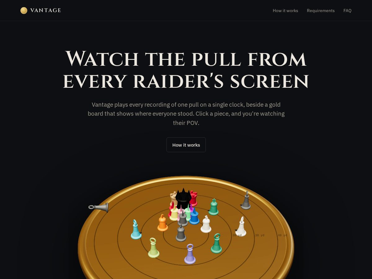 Landing-page snapshot of vantageraidviewer.com