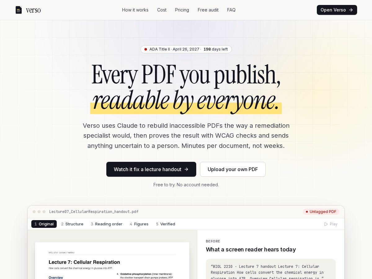 Landing-page snapshot of versoaccess.com
