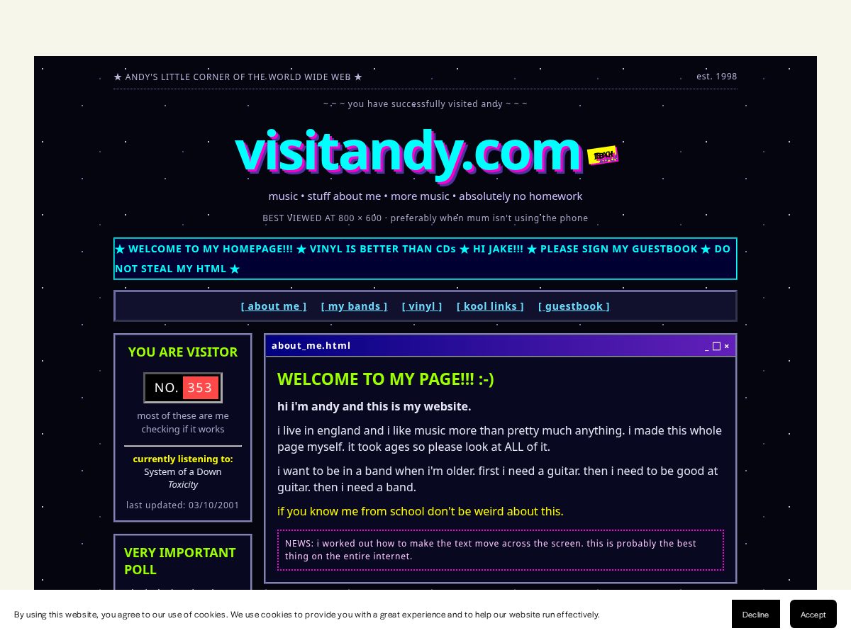 Landing-page snapshot of visitandy.com