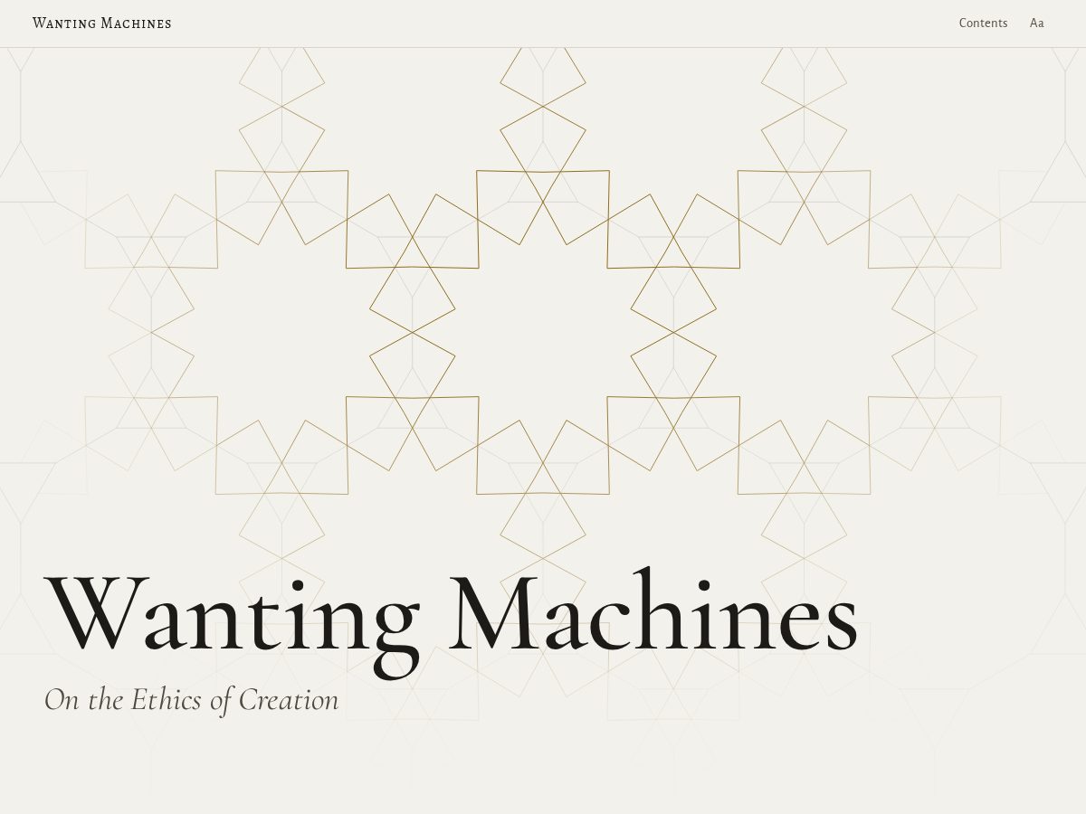 Landing-page snapshot of wantingmachines.com