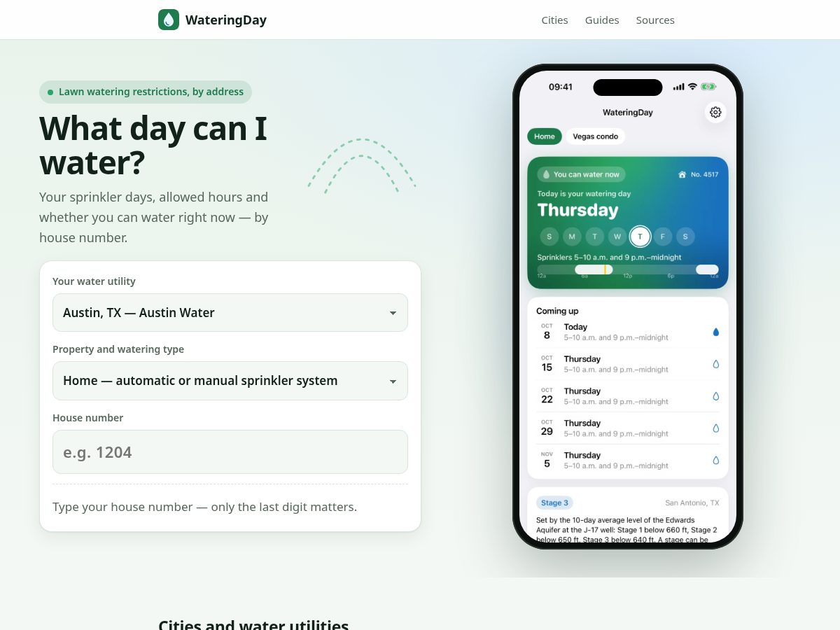 Landing-page snapshot of wateringday.app