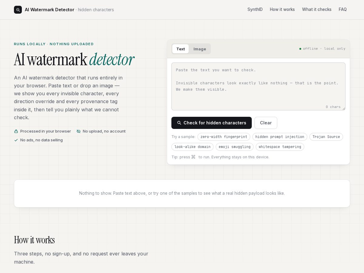 Landing-page snapshot of watermarkdetector.app