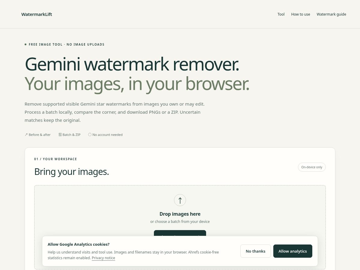Landing-page snapshot of watermarklift.com