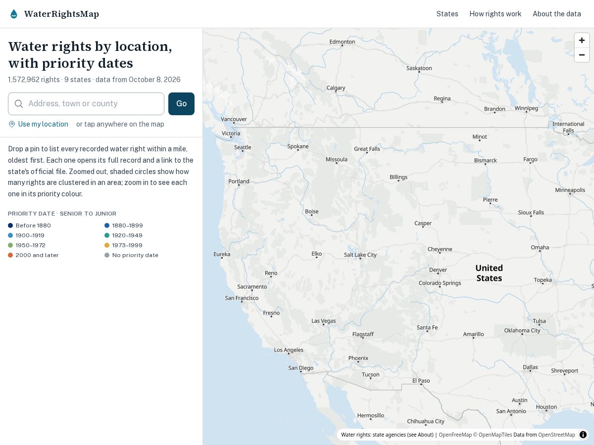 Landing-page snapshot of waterrightsmap.com