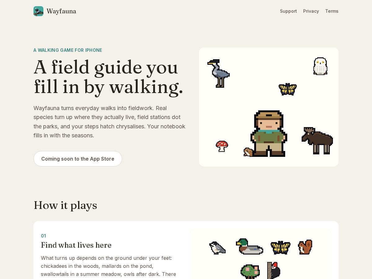 Landing-page snapshot of wayfauna.com