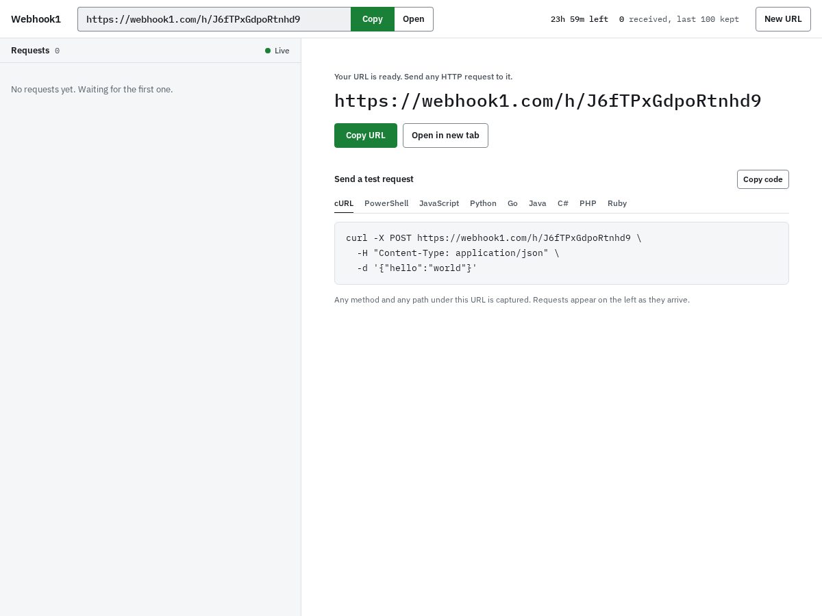 Landing-page snapshot of webhook1.com