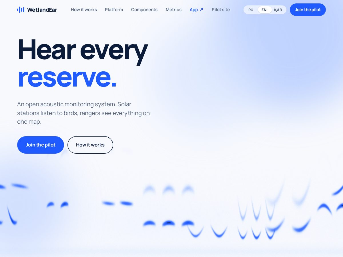 Landing-page snapshot of wetlandear.tech