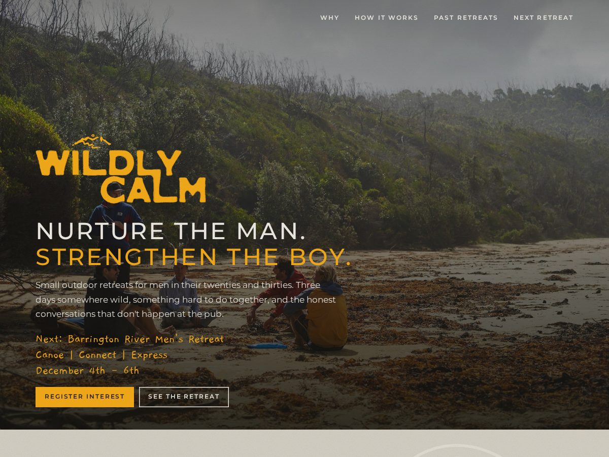 Landing-page snapshot of wildlycalm.org