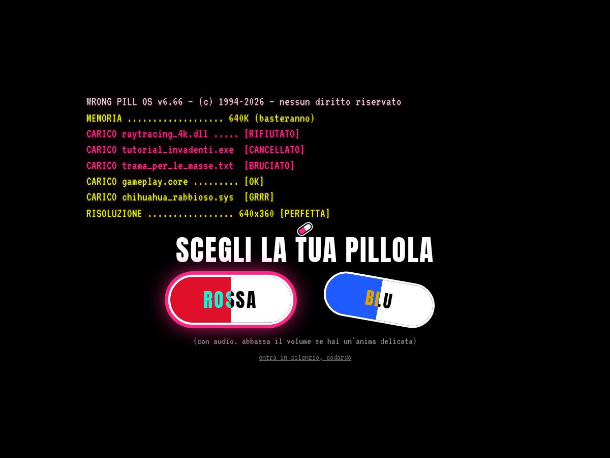 Landing-page snapshot of wrongpillstudio.com
