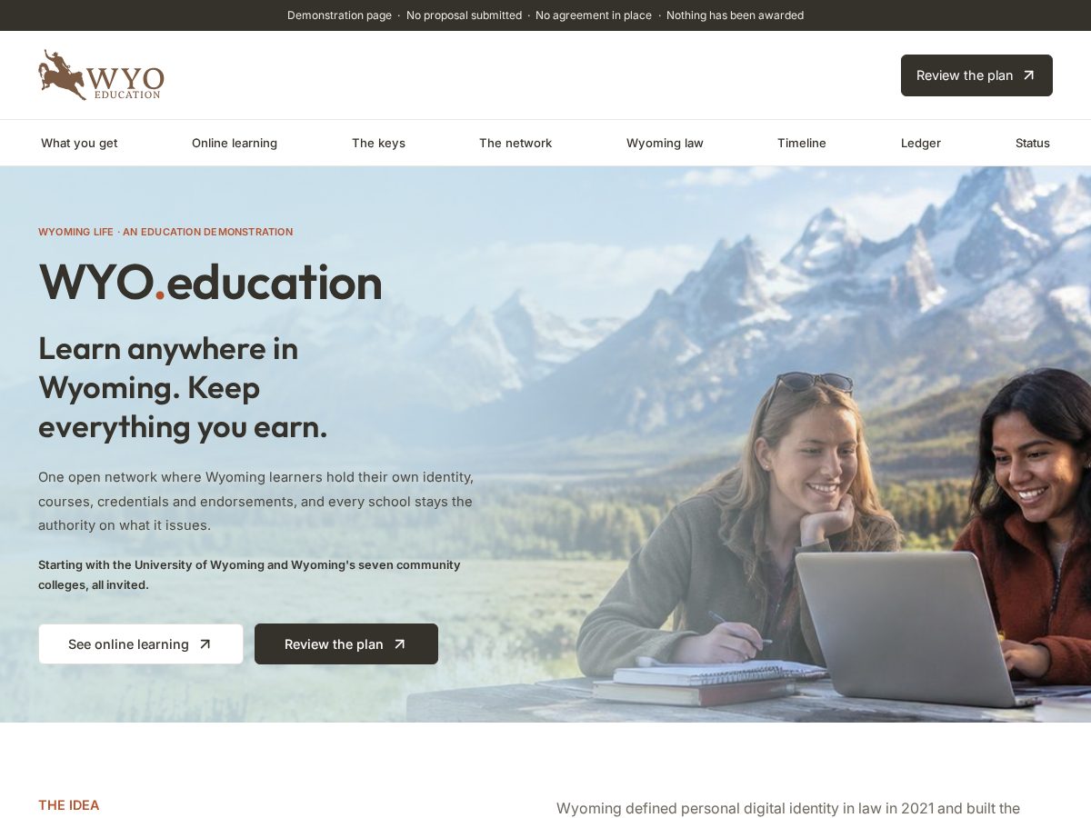 Landing-page snapshot of wyo.education