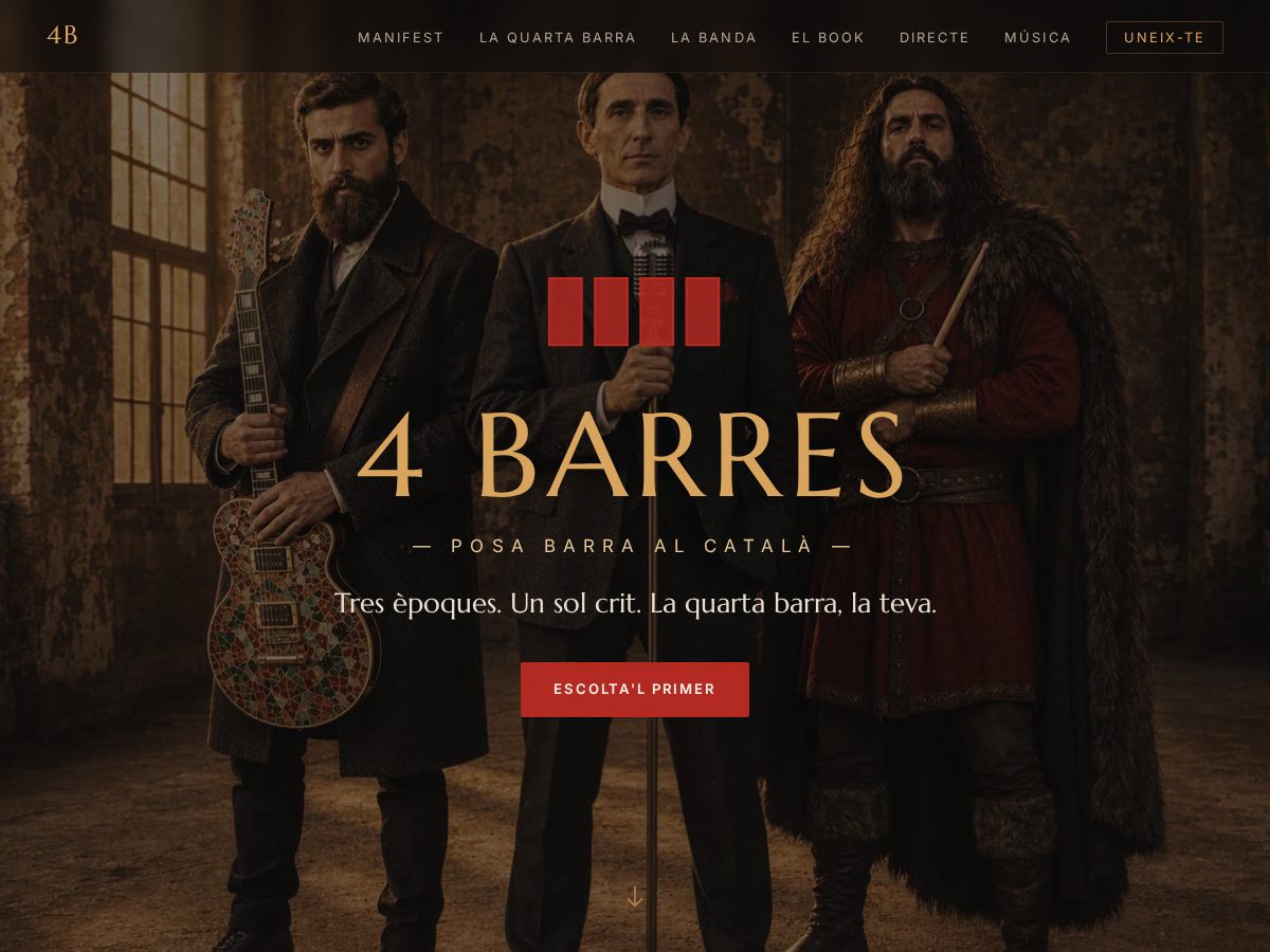 Landing-page snapshot of 4barres.org