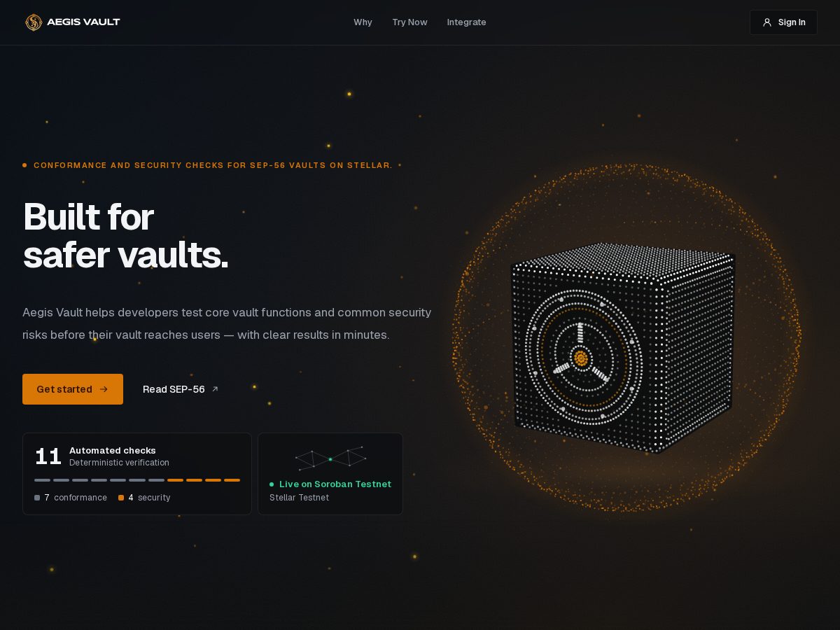 Landing-page snapshot of aegisvault.site