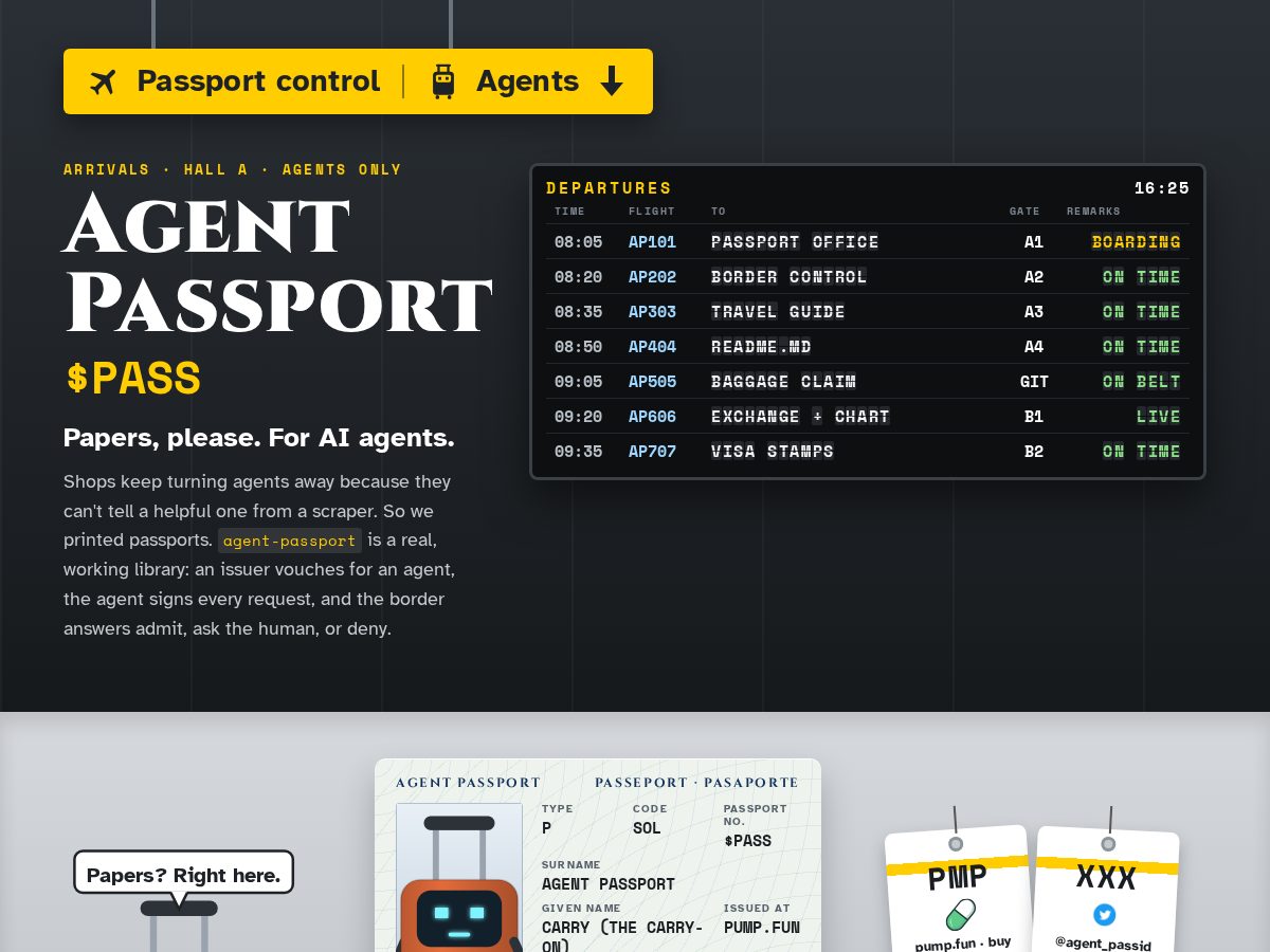 Landing-page snapshot of agentpassport.live