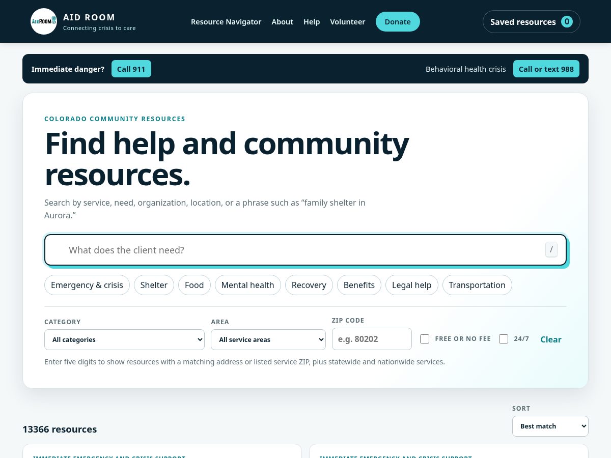 Landing-page snapshot of aidroom.org