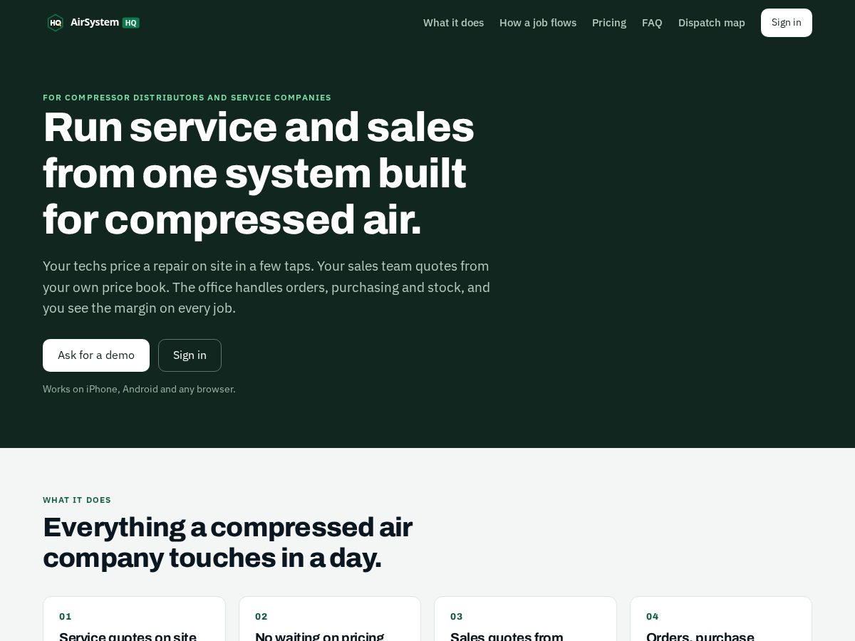 Landing-page snapshot of airsystemhq.com