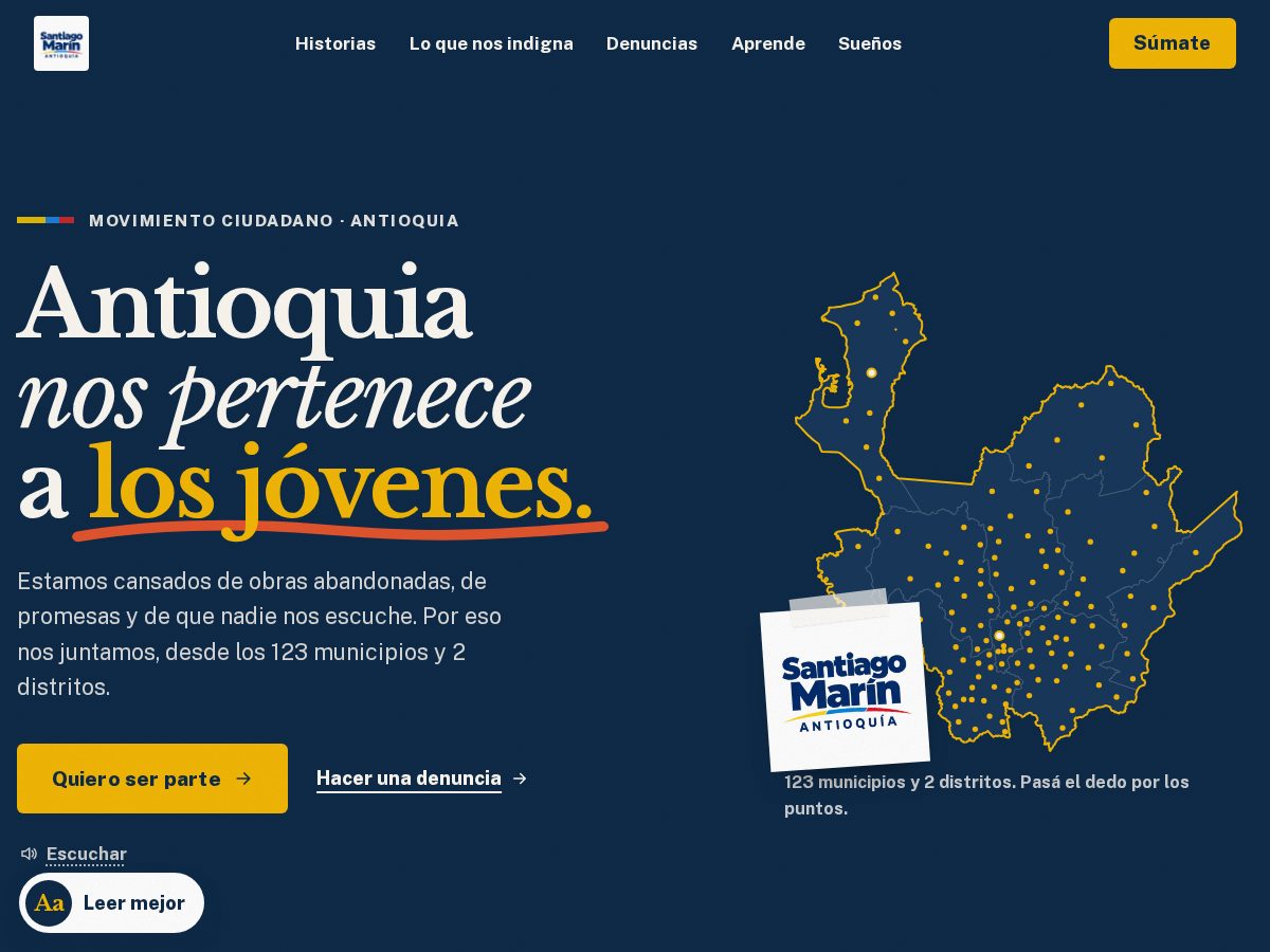 Landing-page snapshot of antioquianospertenece.com