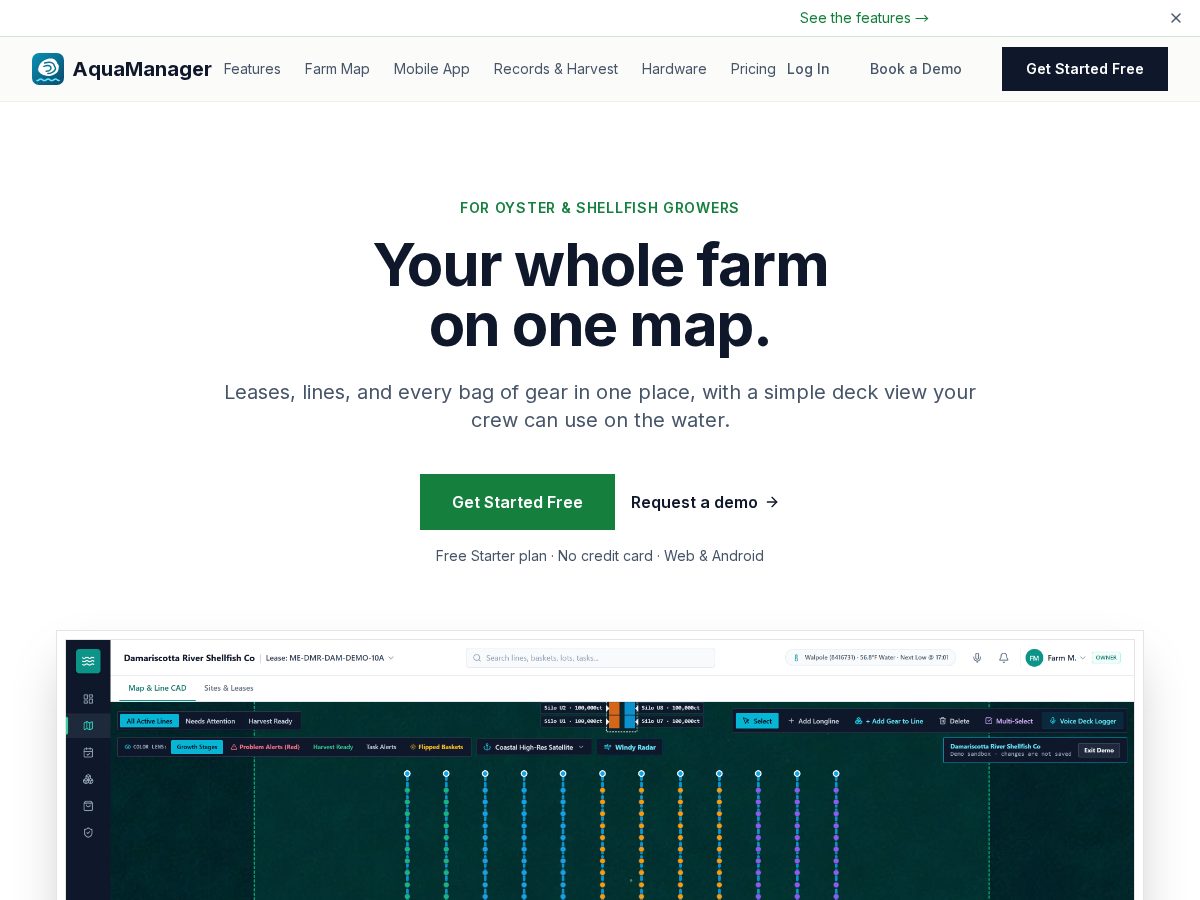Landing-page snapshot of aquamanagr.com