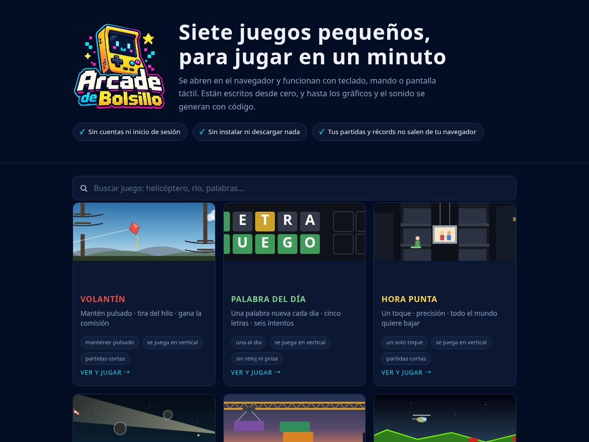 Landing-page snapshot of arcadedebolsillo.com