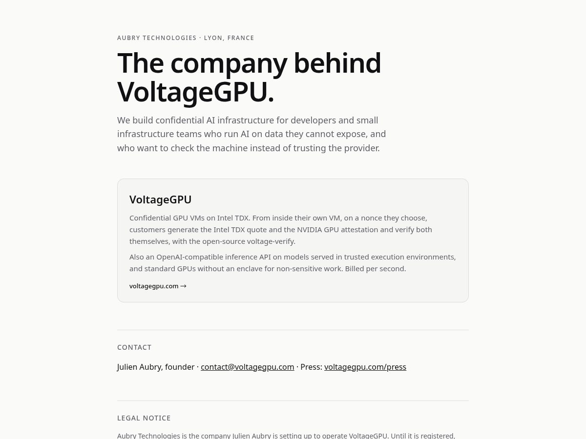 Landing-page snapshot of aubrytechnologies.com