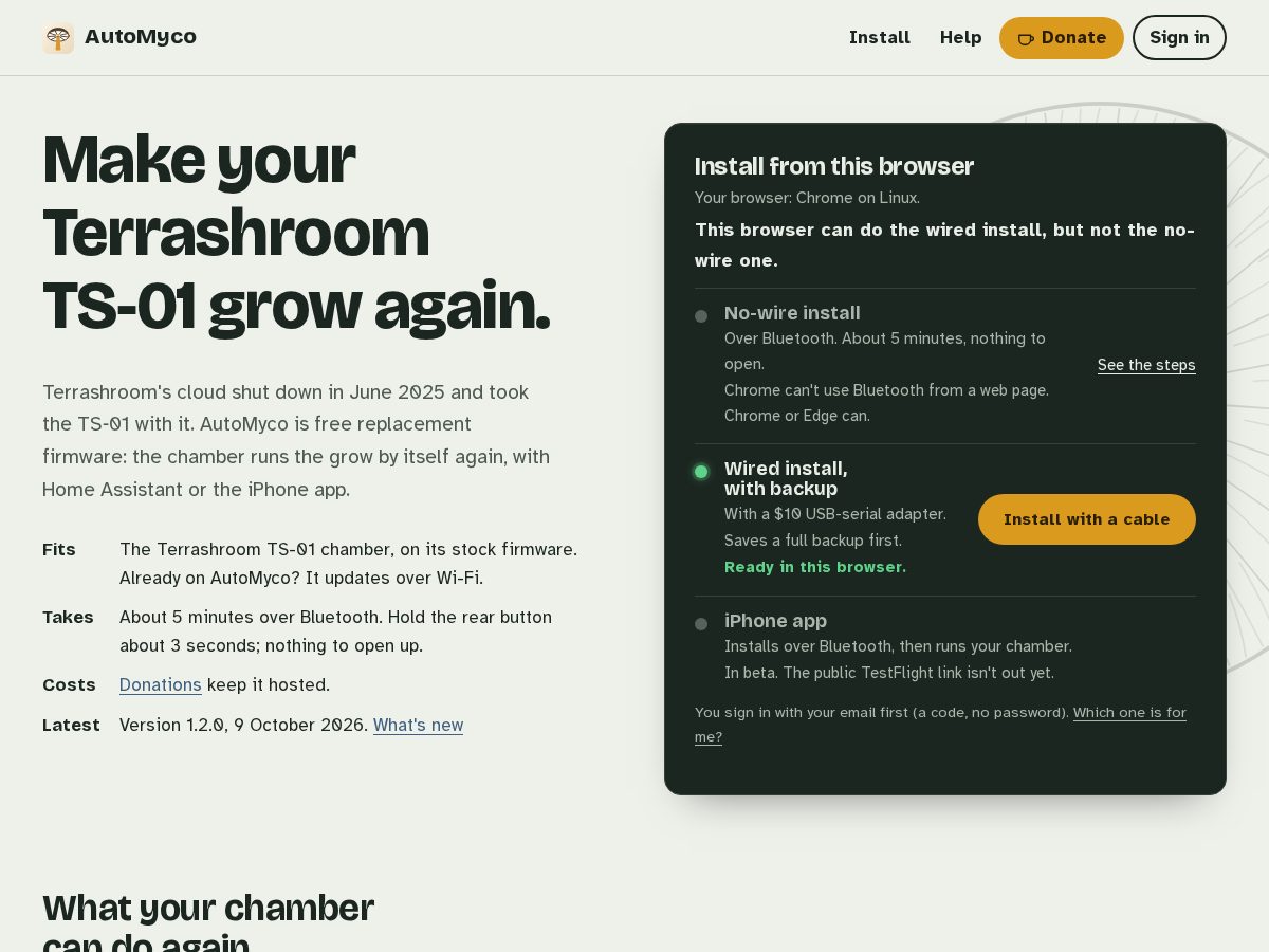 Landing-page snapshot of automyco.com