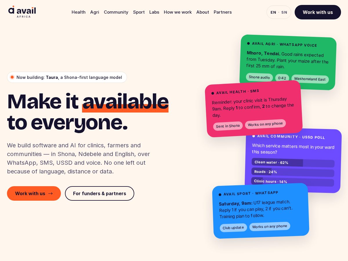 Landing-page snapshot of availafrica.com