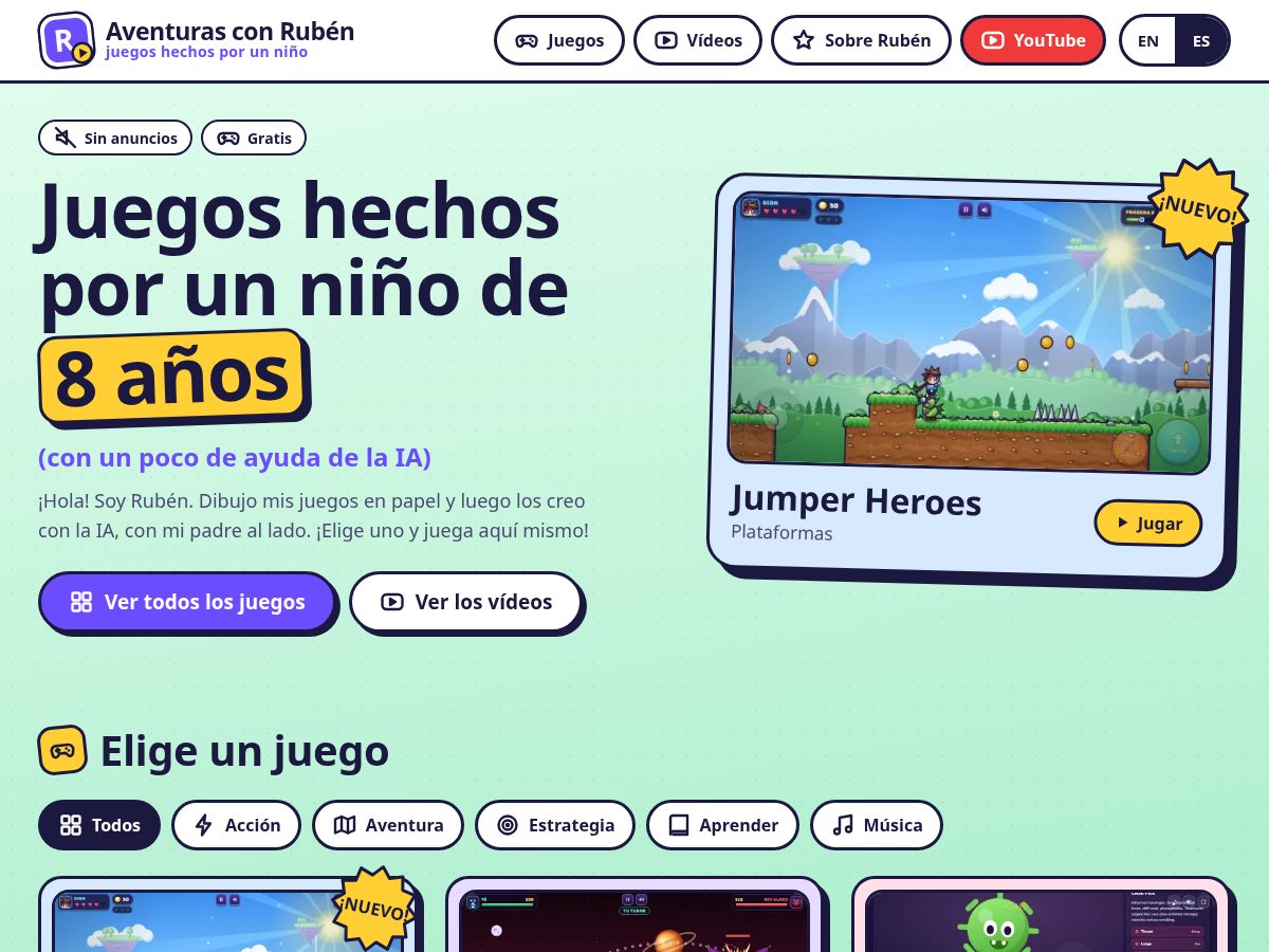 Landing-page snapshot of aventurasconruben.com