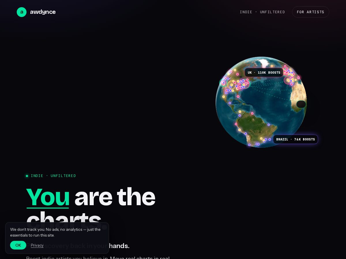 Landing-page snapshot of awdynce.com