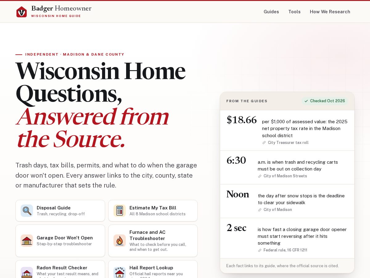 Landing-page snapshot of badgerhomeowner.com