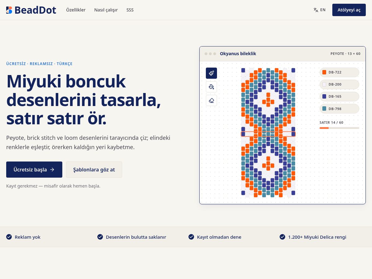 Landing-page snapshot of beaddot.com