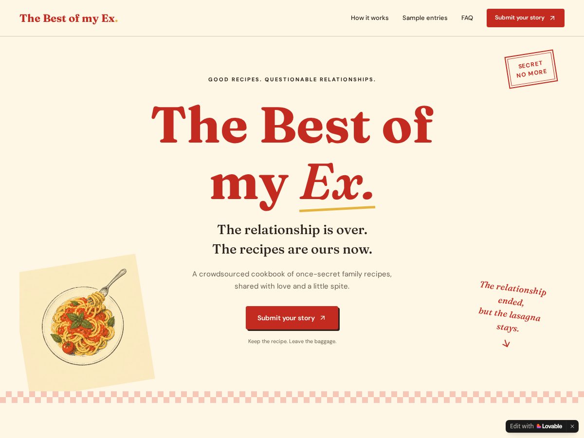 Landing-page snapshot of bestofmyex.com