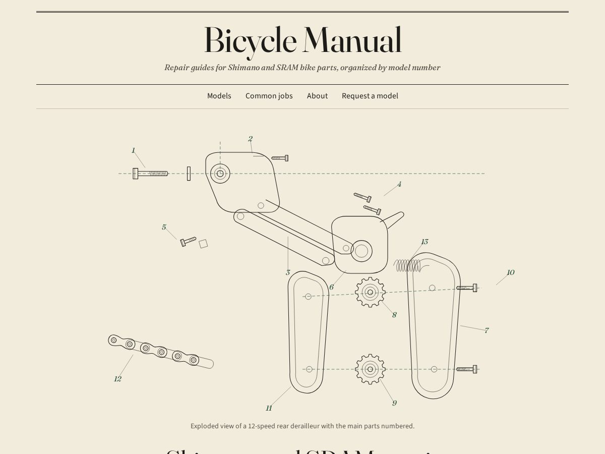 Landing-page snapshot of bicyclemanual.com