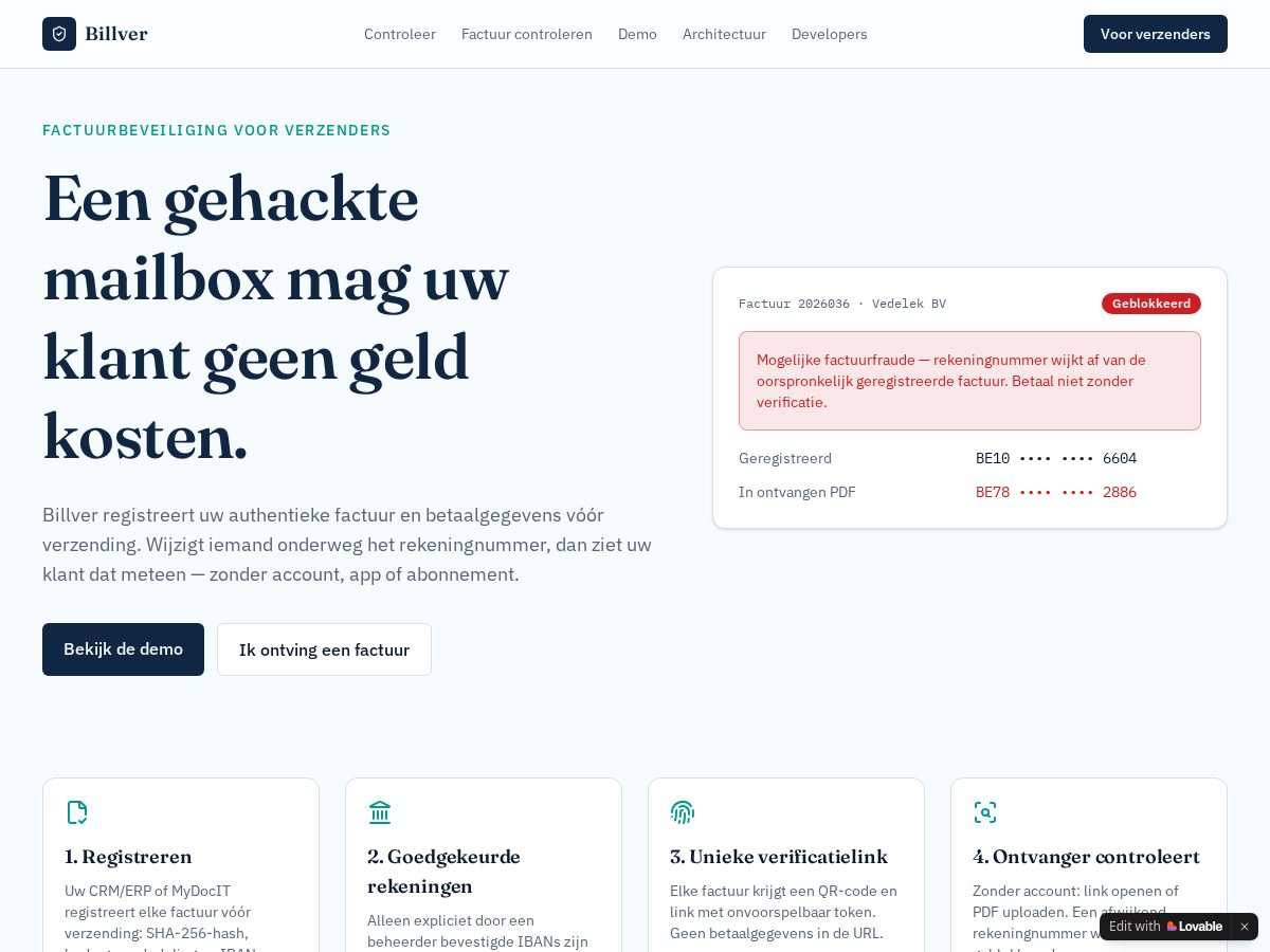 Landing-page snapshot of billver.com