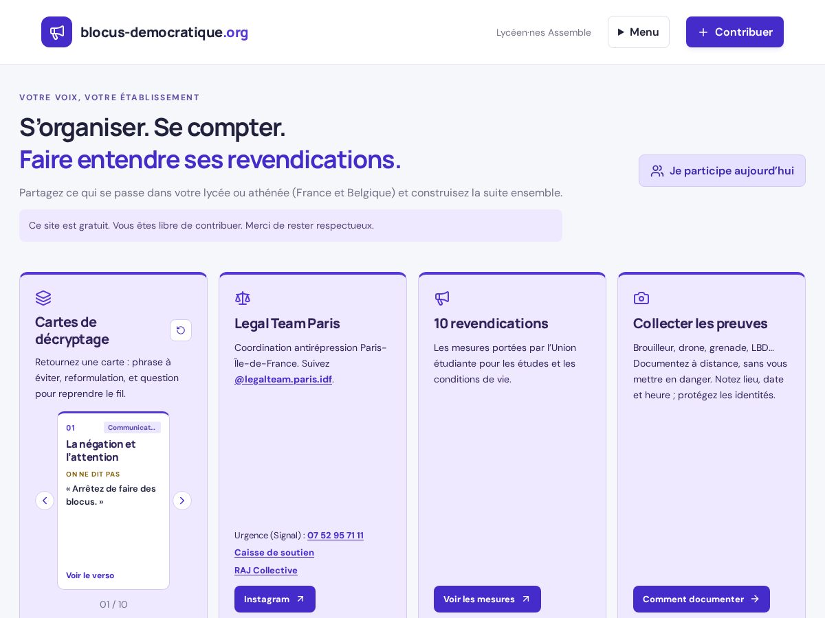 Landing-page snapshot of blocus-democratique.net